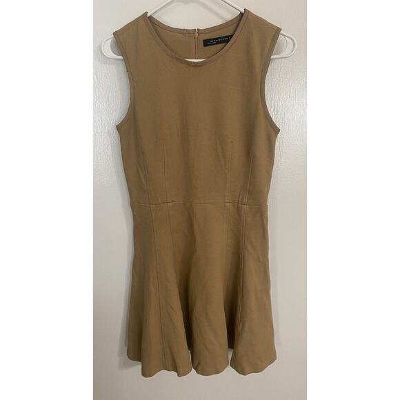 Zara Womans Dress Size Small Camel Fit Flare Sleeveless‎ Tan Dress (f) - Picture 1 of 6